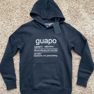 Boys Youth Size Large Denim & Flower Black Hoodie